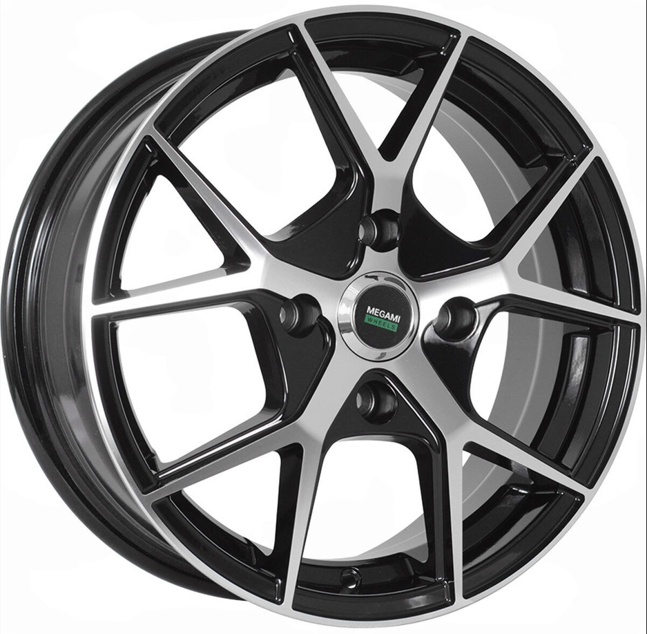 Авто диск Megami Mgm-18 4x100 R15 литой черный с полировкой et50 d60,1