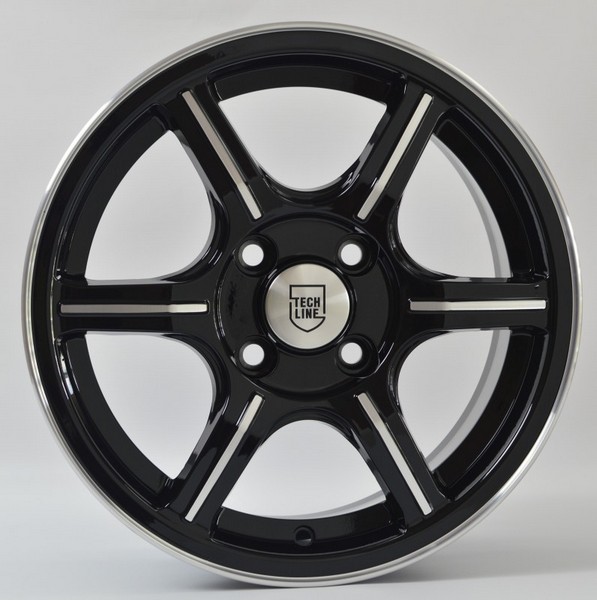 Авто диск Tech Line 433 4x98 R14 литой черный с полировкой et38 d58,6