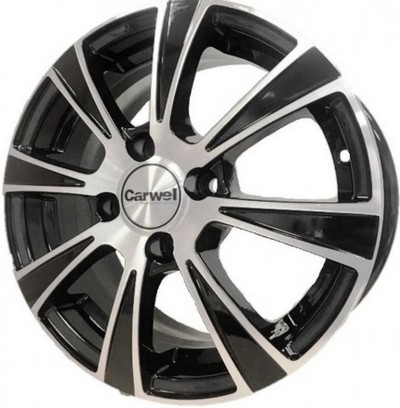 Авто диск Carwel Йота 4x100 R14 литой черный с полировкой et38 d67,1