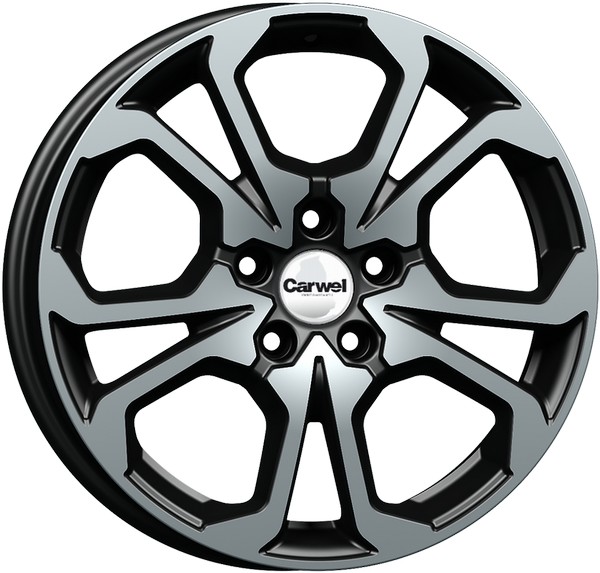 Авто диск Carwel Ванда 5x114,3 R17 литой черный с полировкой et50 d66,1