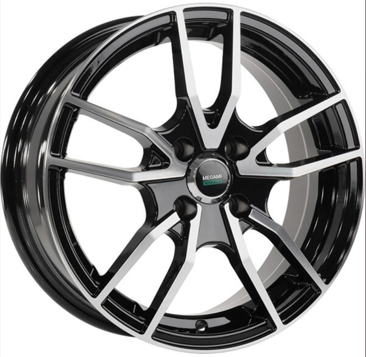 Авто диск Megami Mgm-20 4x100 R15 литой черный с полировкой et50 d60,1