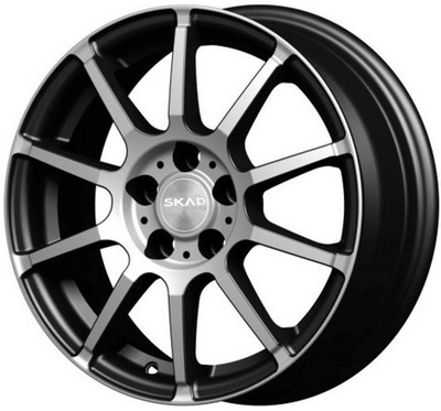 Авто диск Skad Акита Алмаз 5x100 R15 литой черный с полировкой et38 d57,1