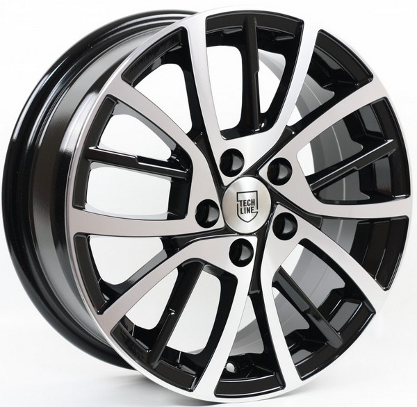 Авто диск Tech Line 548 4x100 R15 литой черный с полировкой et45 d67,1