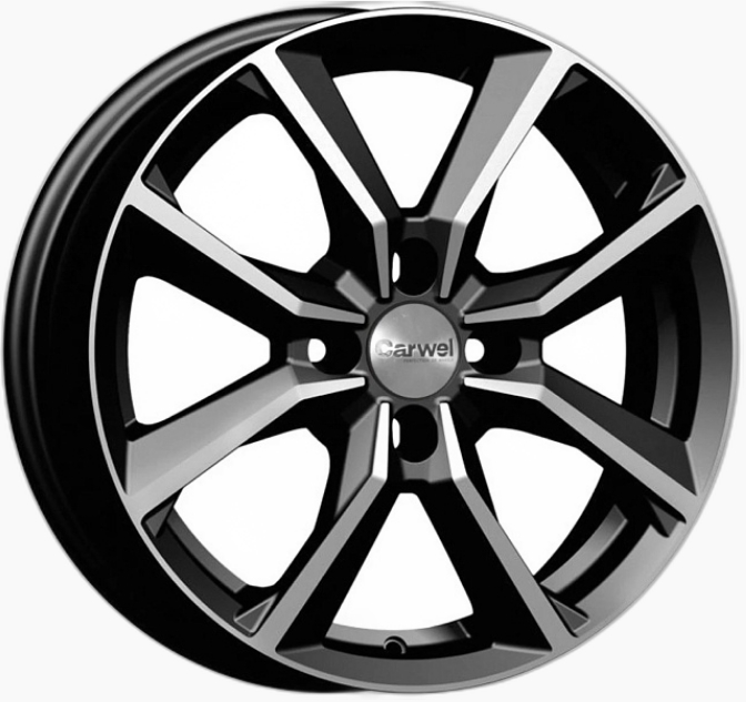 Авто диск Carwel Тахо 4x114,3 R15 литой черный с полировкой et44 d67,1