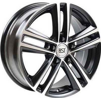 Авто диск Rst R025 5x100 R15 литой черный с полировкой et38 d57,1