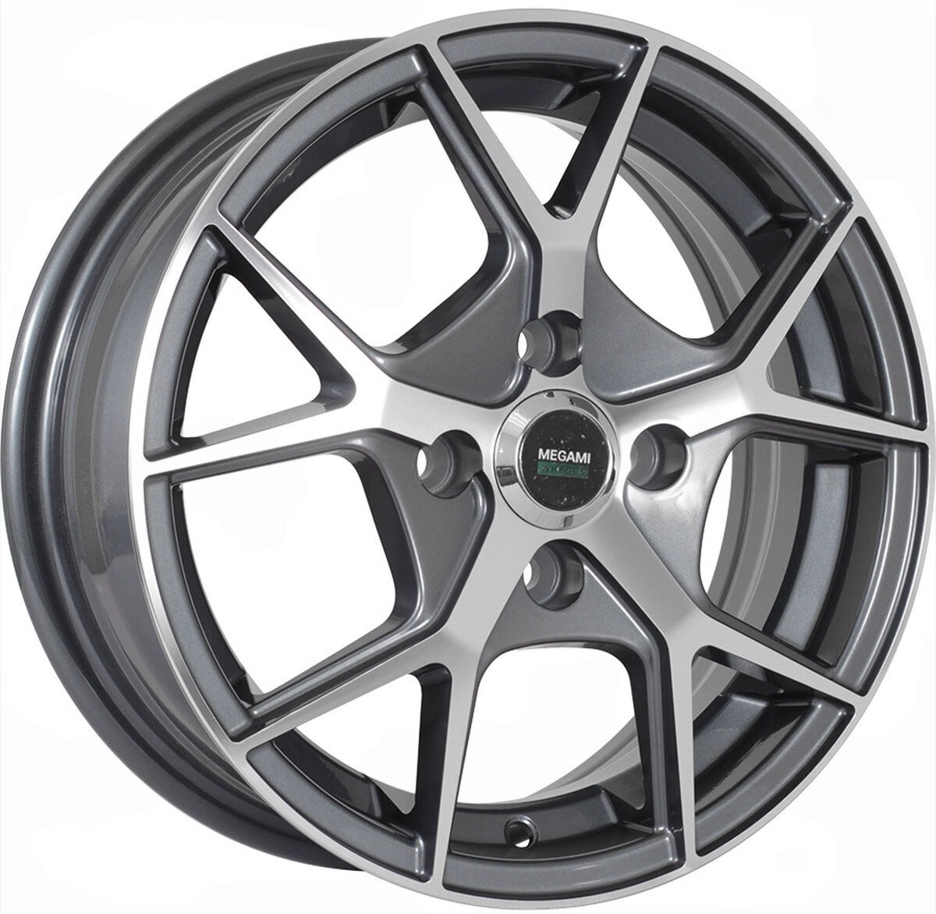 Авто диск Megami Mgm-18 4x100 R15 литой серебристый темный с полировкой et50 d60,1