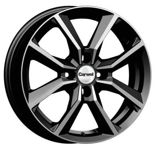 Авто диск Carwel Сегун 4x100 R16 литой черный с полировкой et43 d67,1