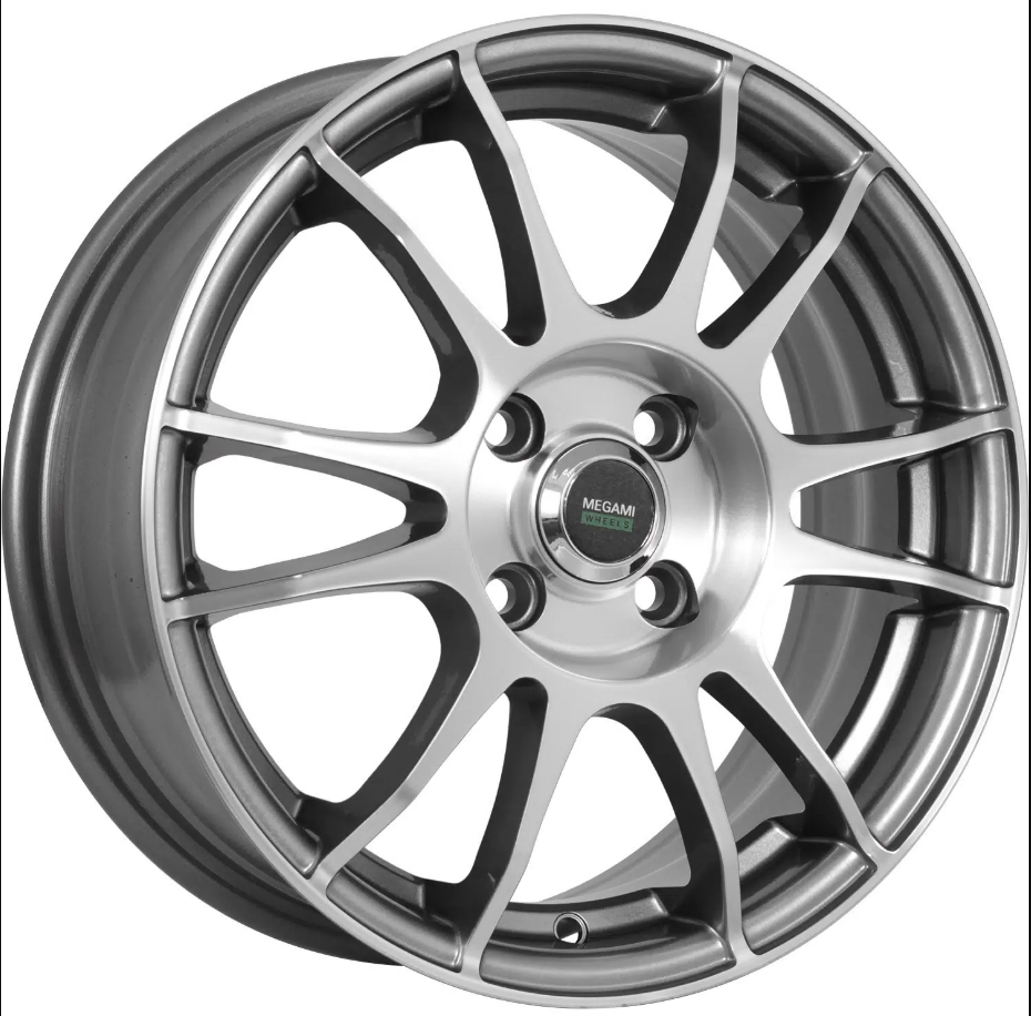 Авто диск Megami Mgm-3 4x100 R15 литой серебристый темный с полировкой et50 d60,1